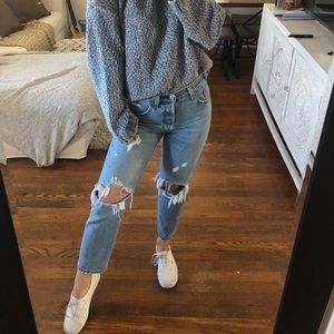Levi’s 501 jeans cropped ripped jeans